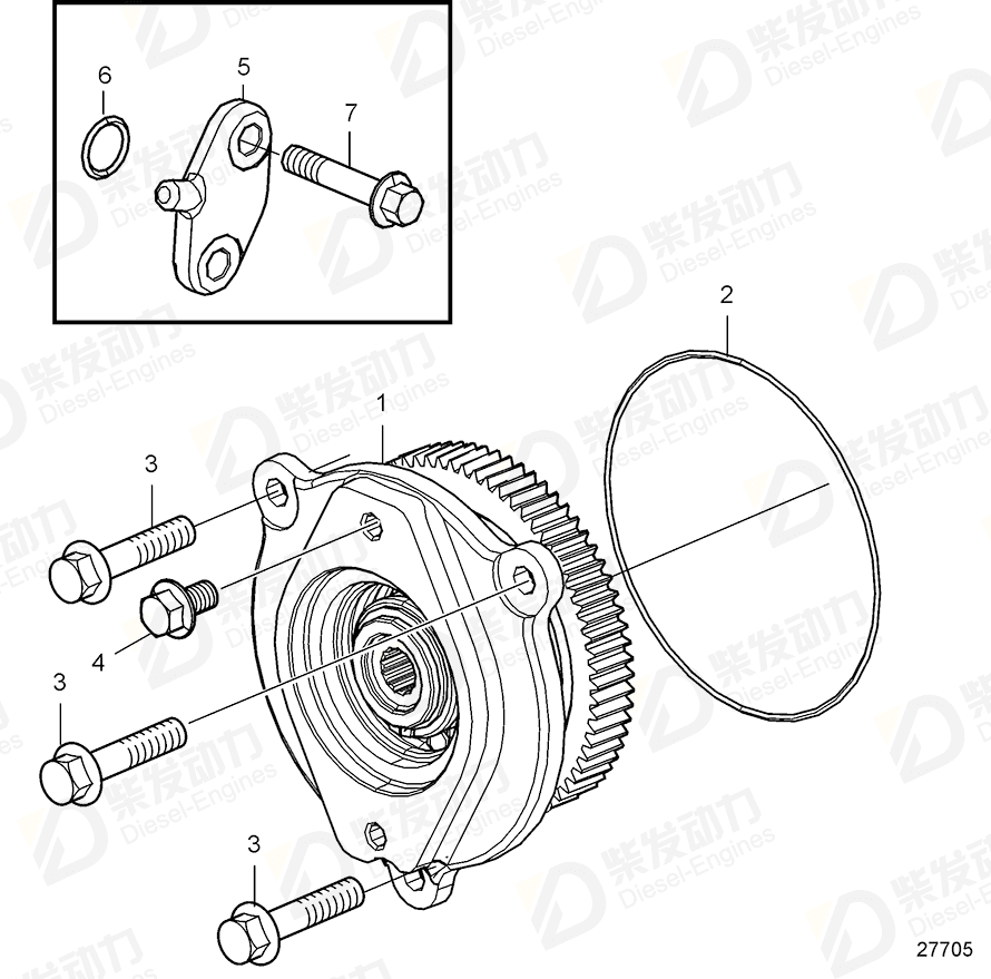 volvo penta Bearing housing 22079791 Drawing